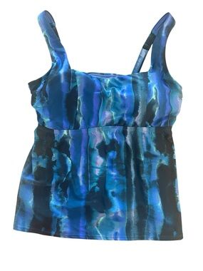 Raisins Blue Teal Abstract Empire Swim Camisole